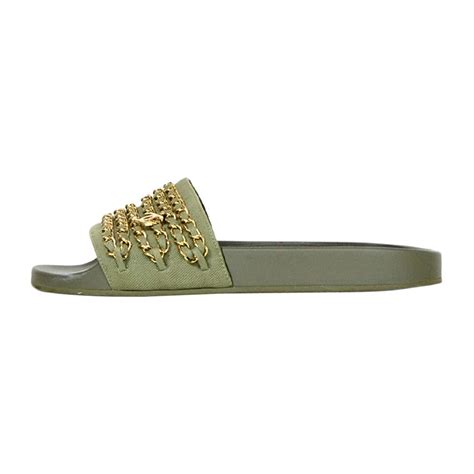 olive green chanel slides|Shoes .